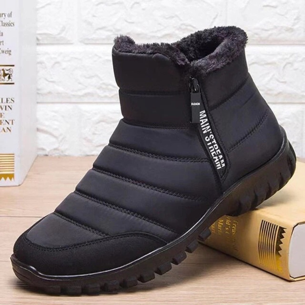 Men's OrthoFit Waterproof, Lightweight,  Flexible Sole Winter Ankle Boots, Black